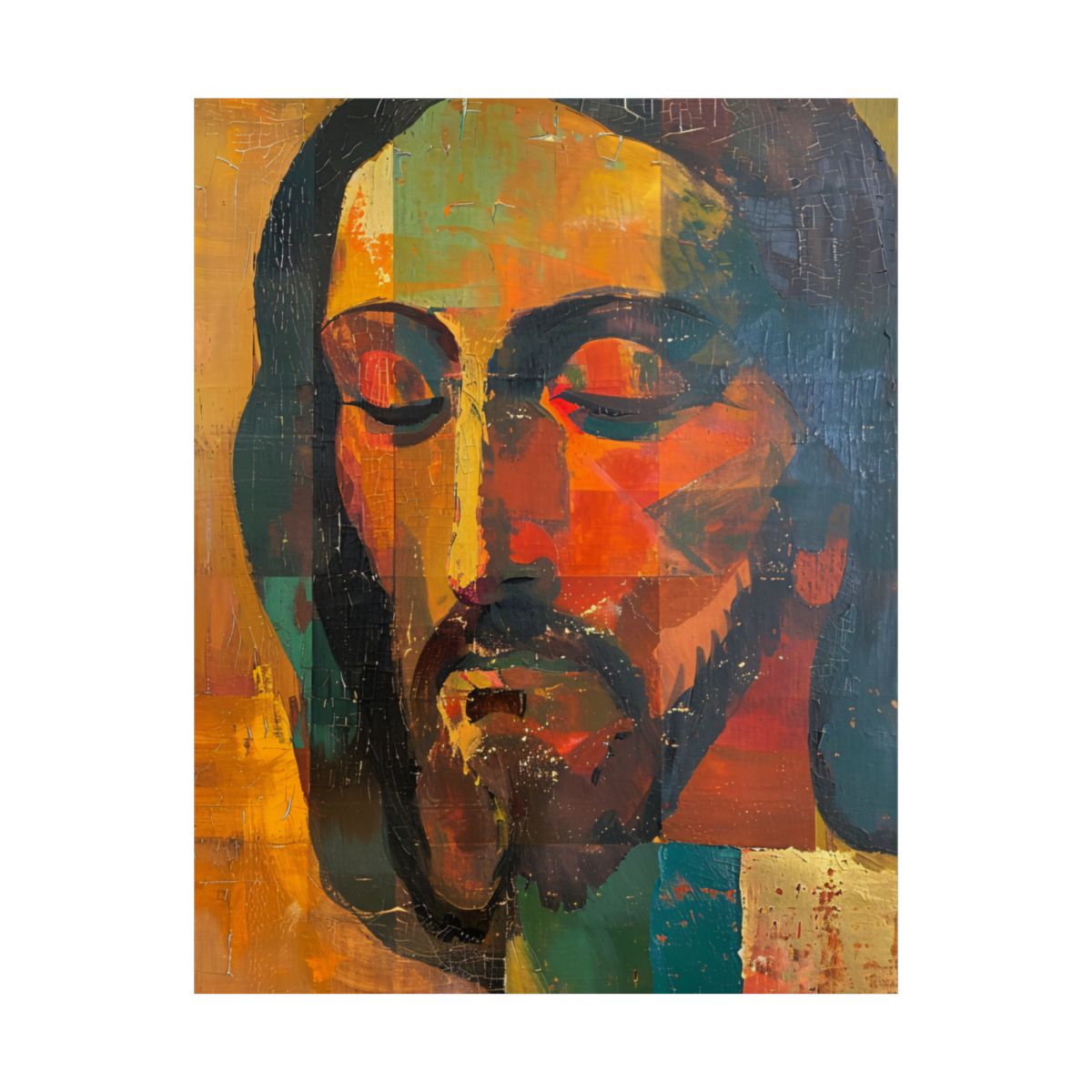 "The Silent Christ" – Modern Abstract Christian Art Print
