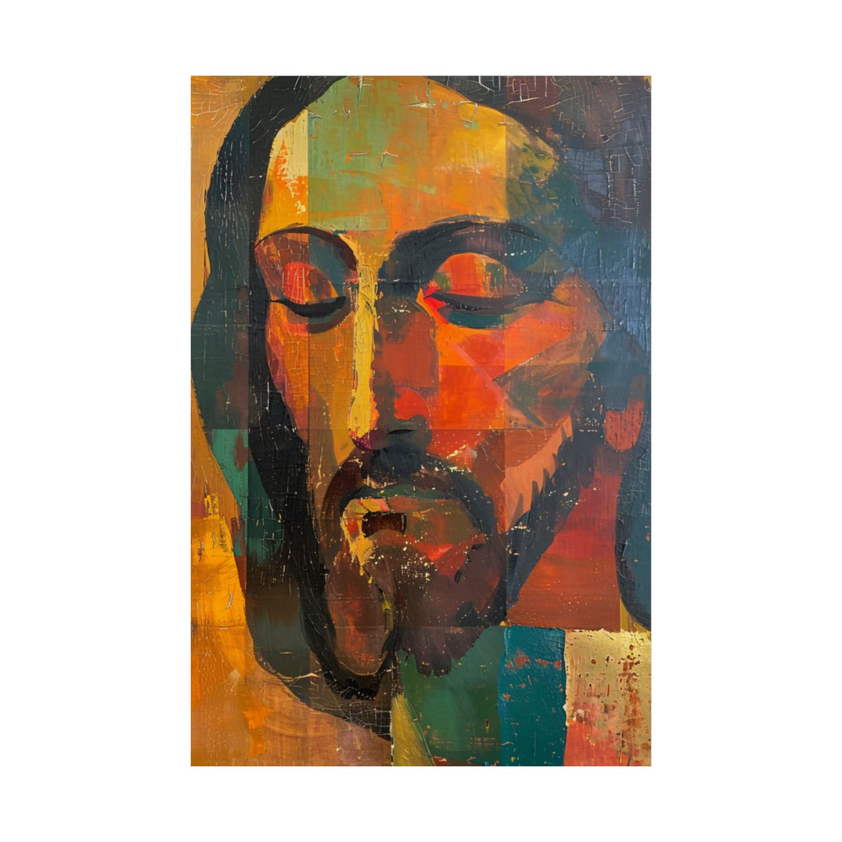 "The Silent Christ" – Modern Abstract Christian Art Print