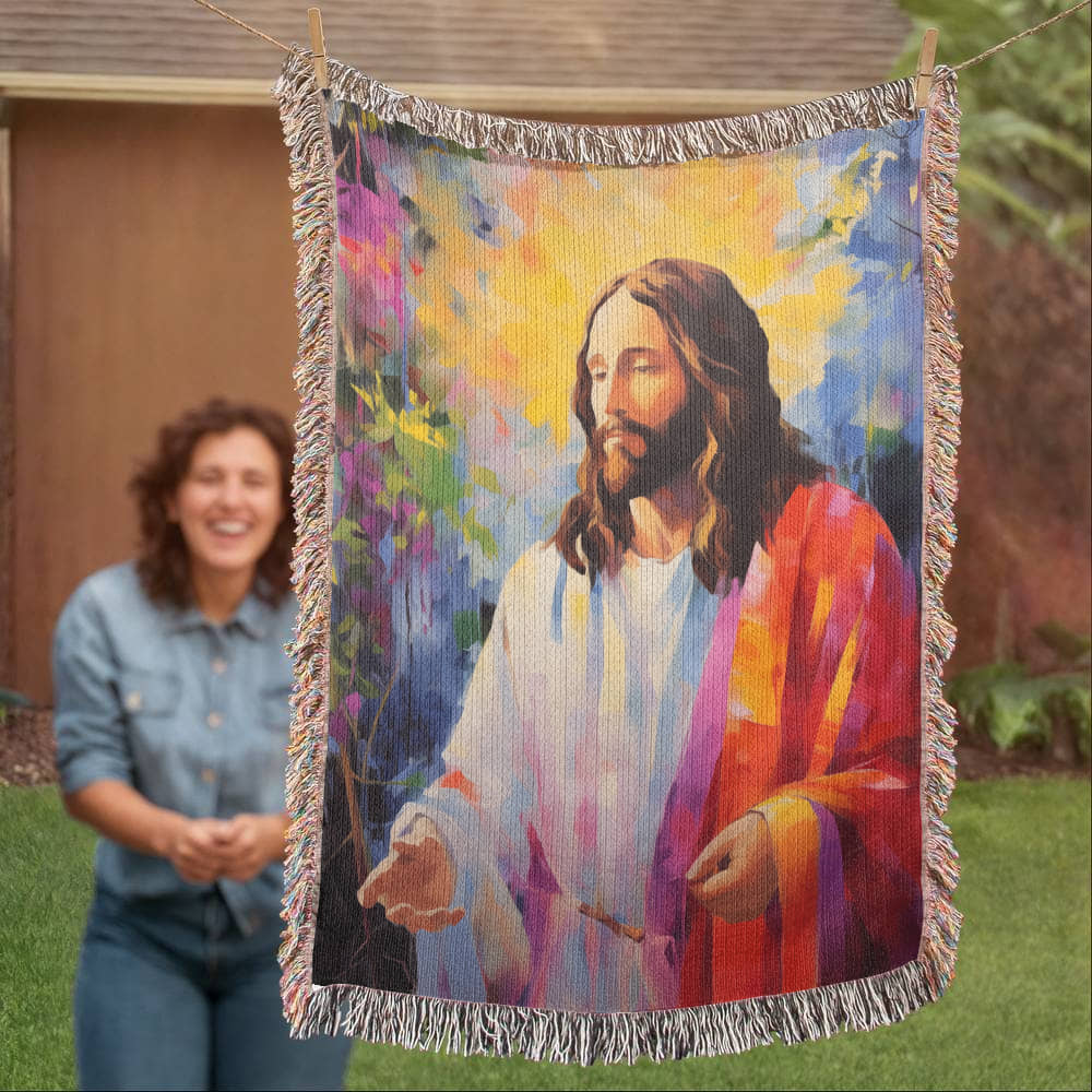 "With Jesus In Paradise" - Heirloom Woven Blanket