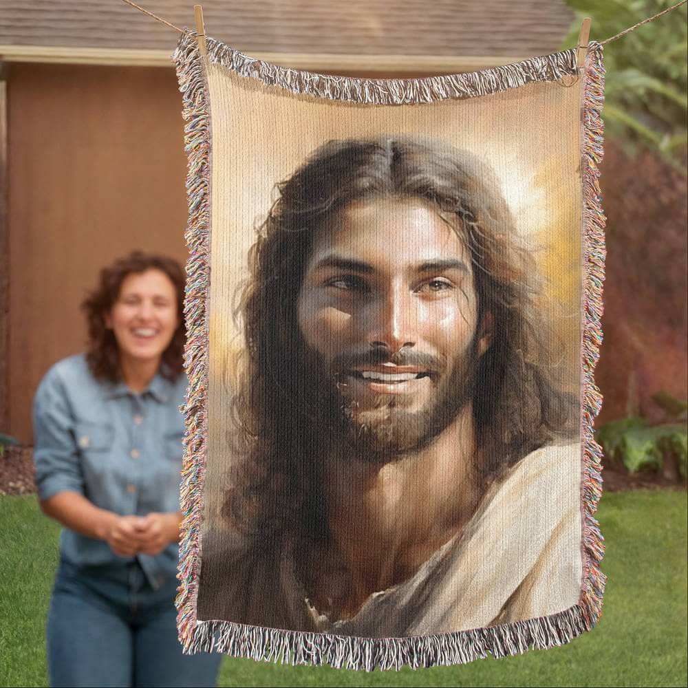 "Christ's Loving Smile" - Heirloom Woven Blanket