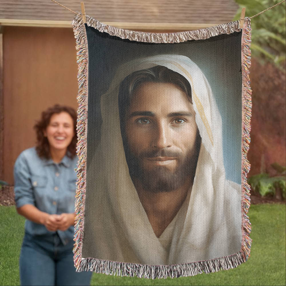 "Portrait Of The Messiah Jesus" - Heirloom Woven Blanket