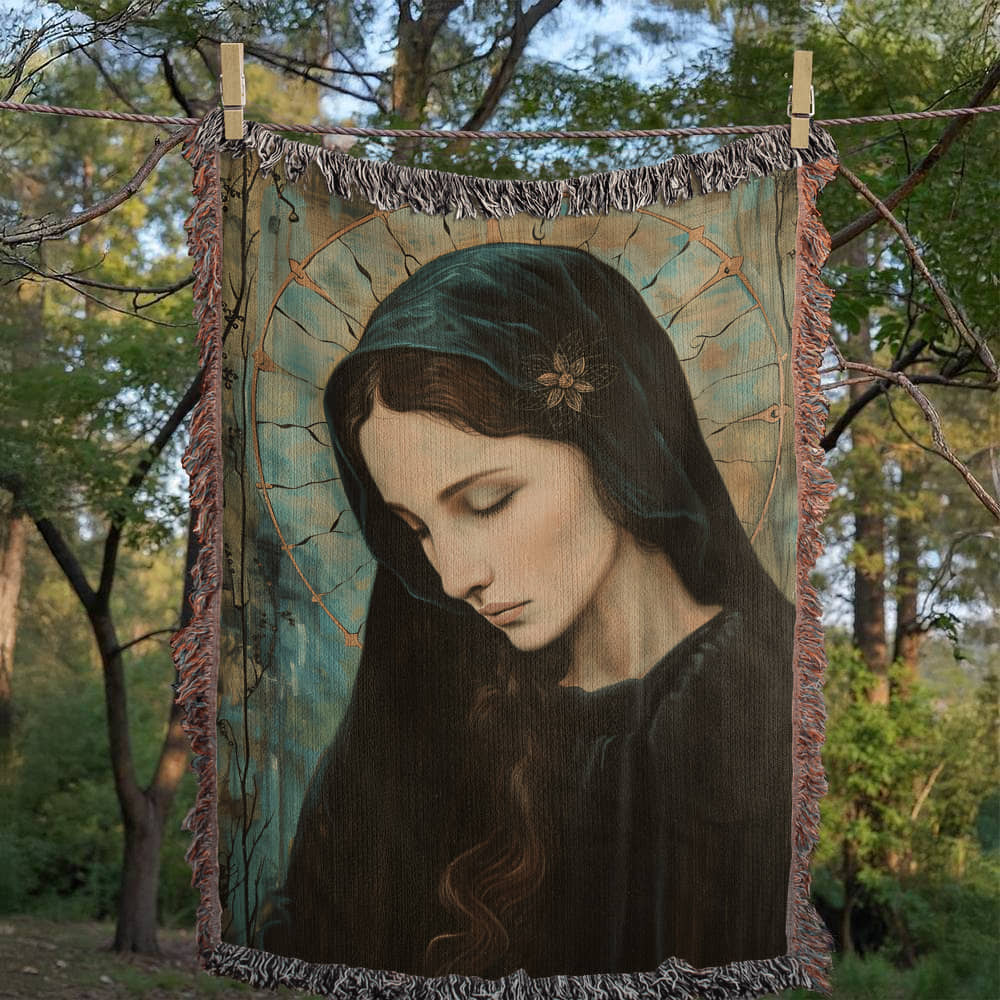 "Madonna In Blue" - Heirloom Woven Blanket