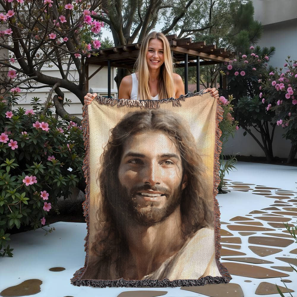 "Christ's Loving Smile" - Heirloom Woven Blanket