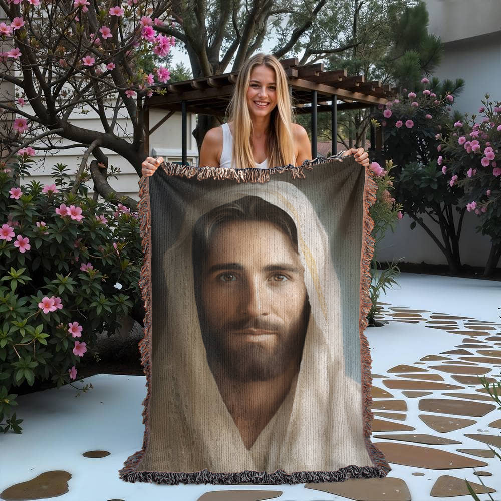 "Portrait Of The Messiah Jesus" - Heirloom Woven Blanket