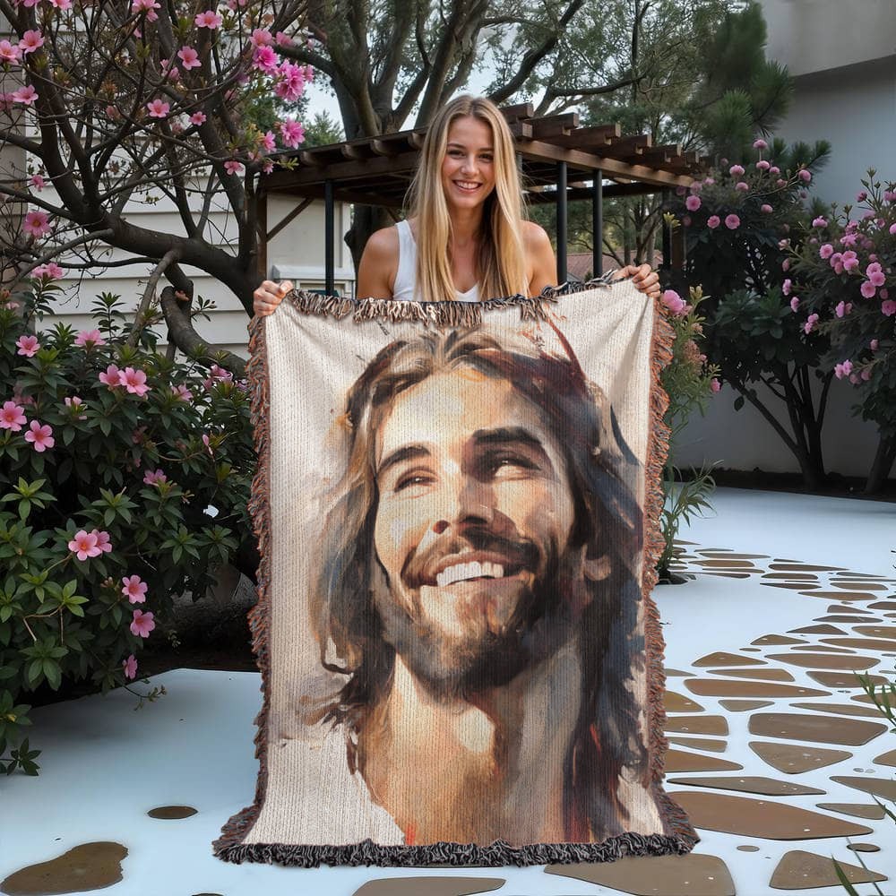 "Jesus Smiling" - Heirloom Woven Blanket