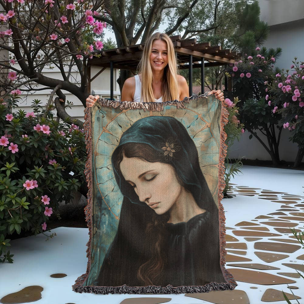 "Madonna In Blue" - Heirloom Woven Blanket