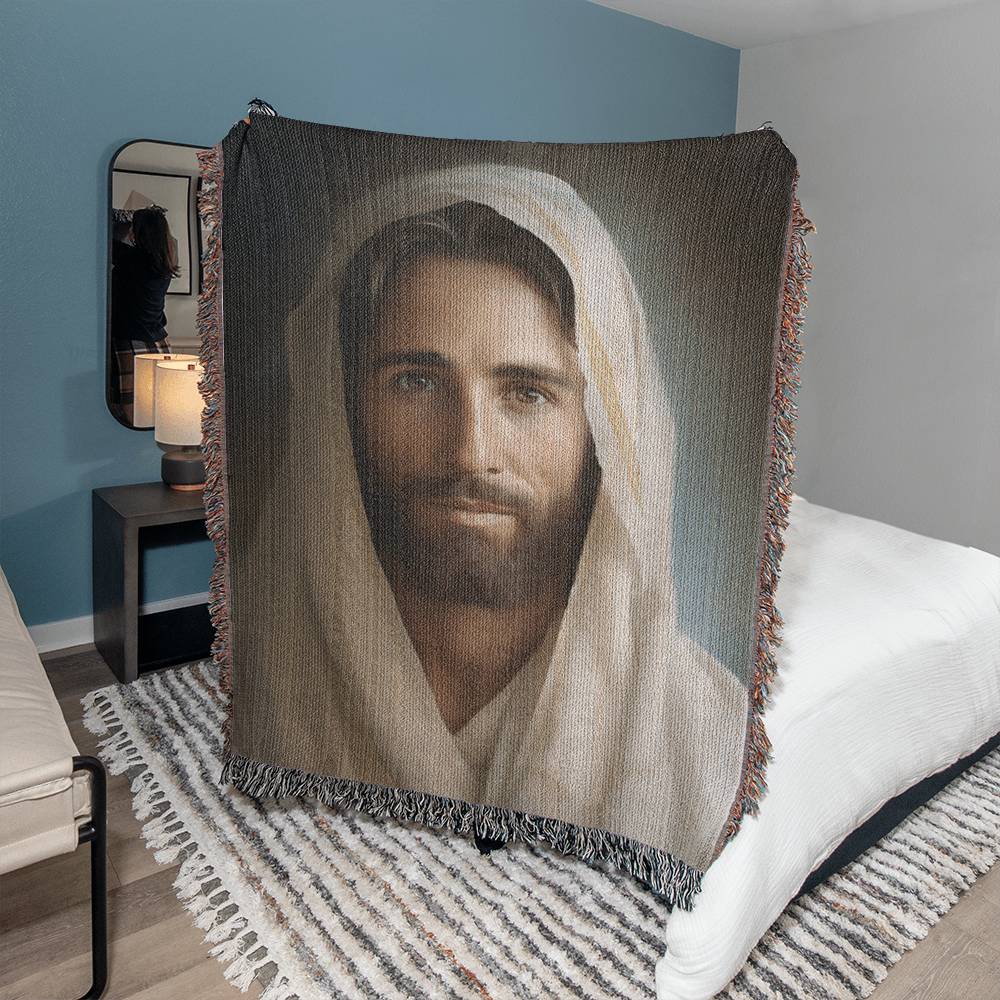 "Portrait Of The Messiah Jesus" - Heirloom Woven Blanket