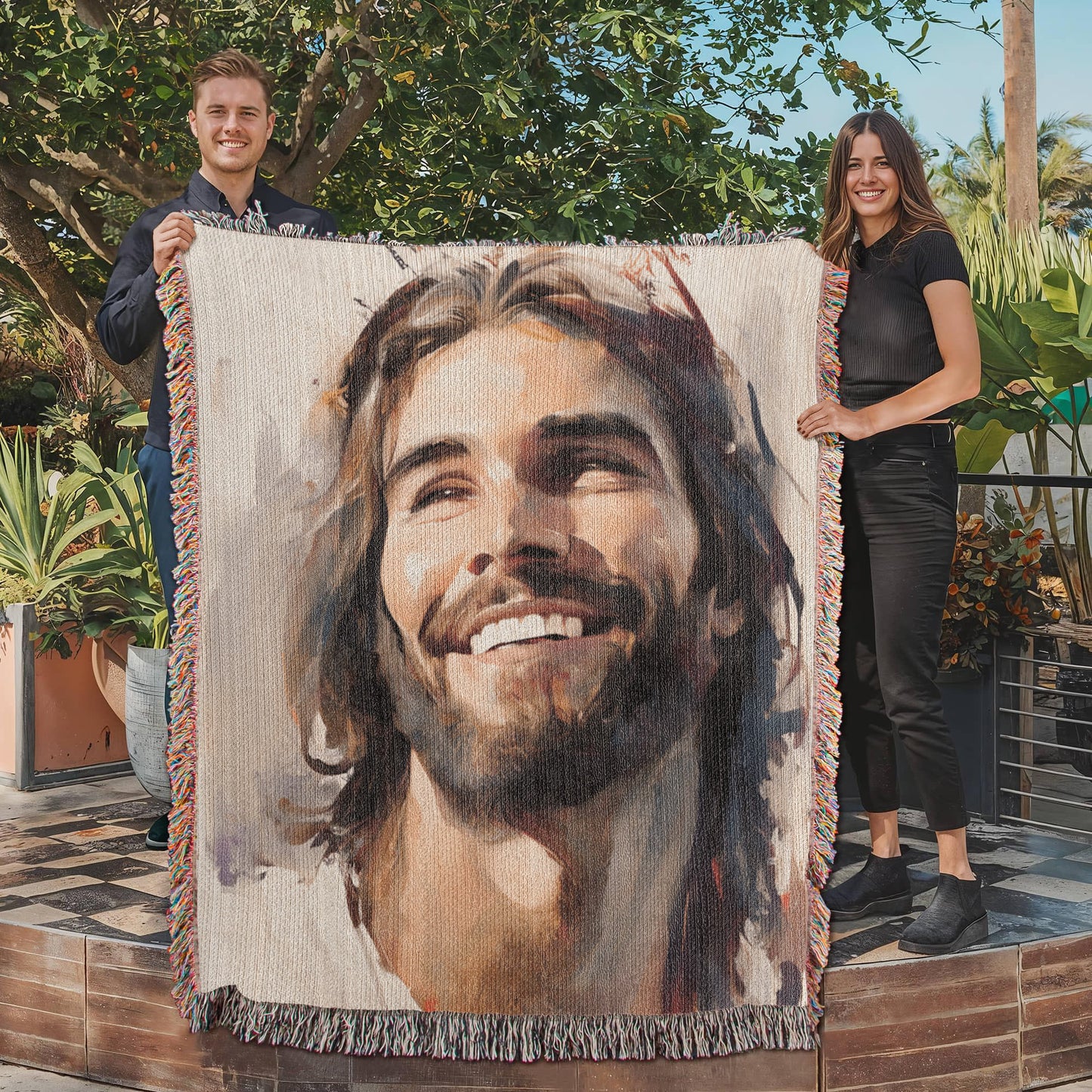 "Jesus Smiling" - Heirloom Woven Blanket