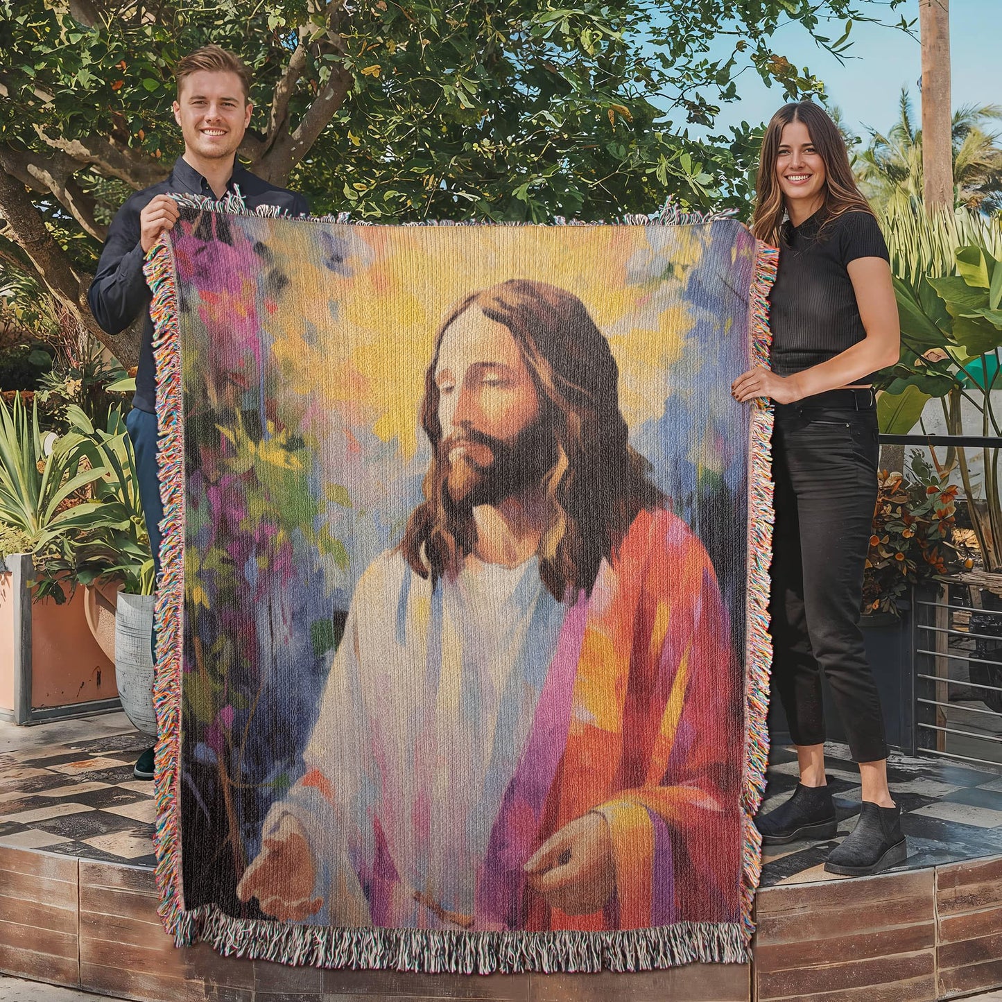 "With Jesus In Paradise" - Heirloom Woven Blanket