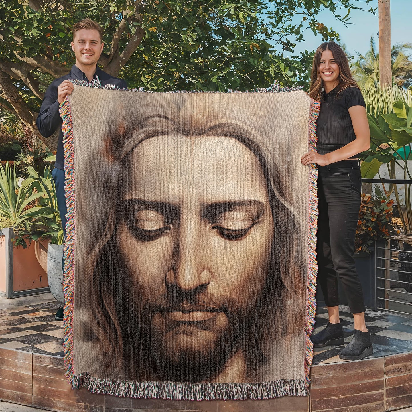 "Meditating Christ" - Heirloom Woven Blanket