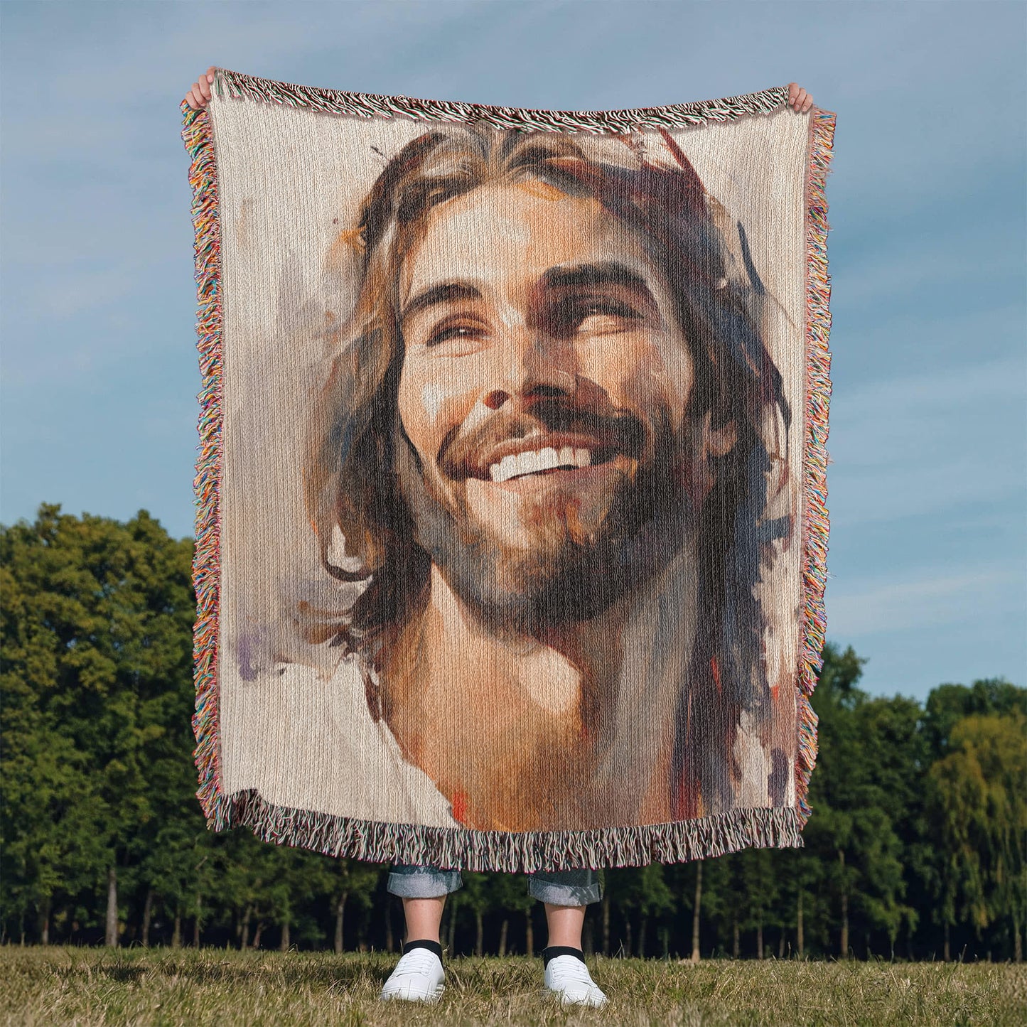 "Jesus Smiling" - Heirloom Woven Blanket