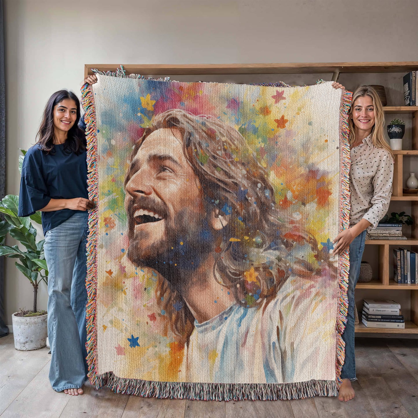 "Our Joyful Savior Jesus Laughing" - Heirloom Woven Blanket