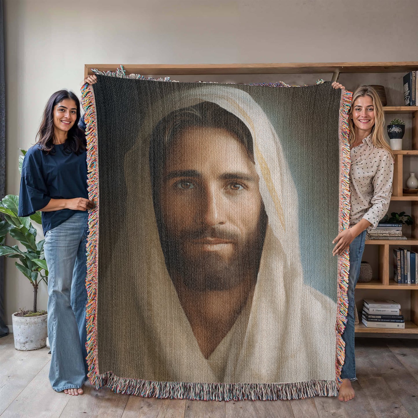 "Portrait Of The Messiah Jesus" - Heirloom Woven Blanket