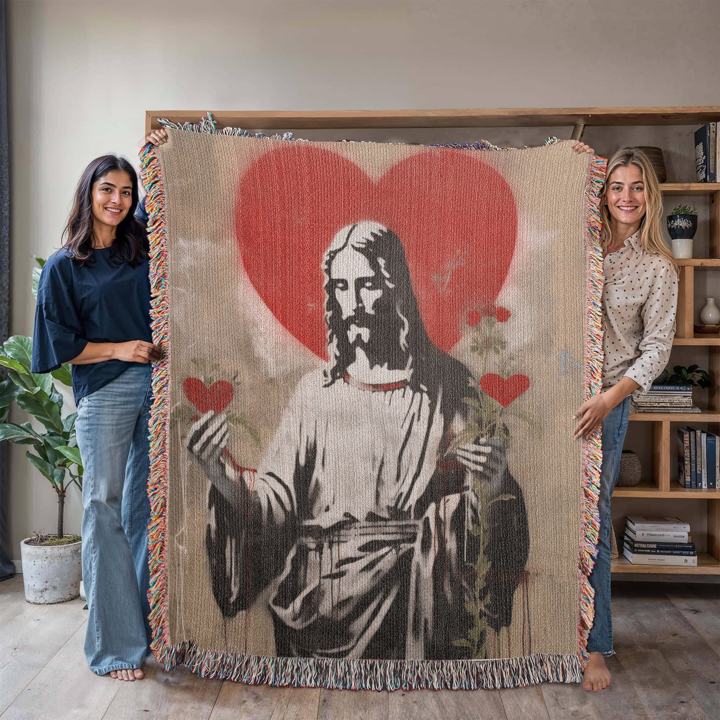 "Blessed Heart Of Jesus" - Heirloom Woven Blanket