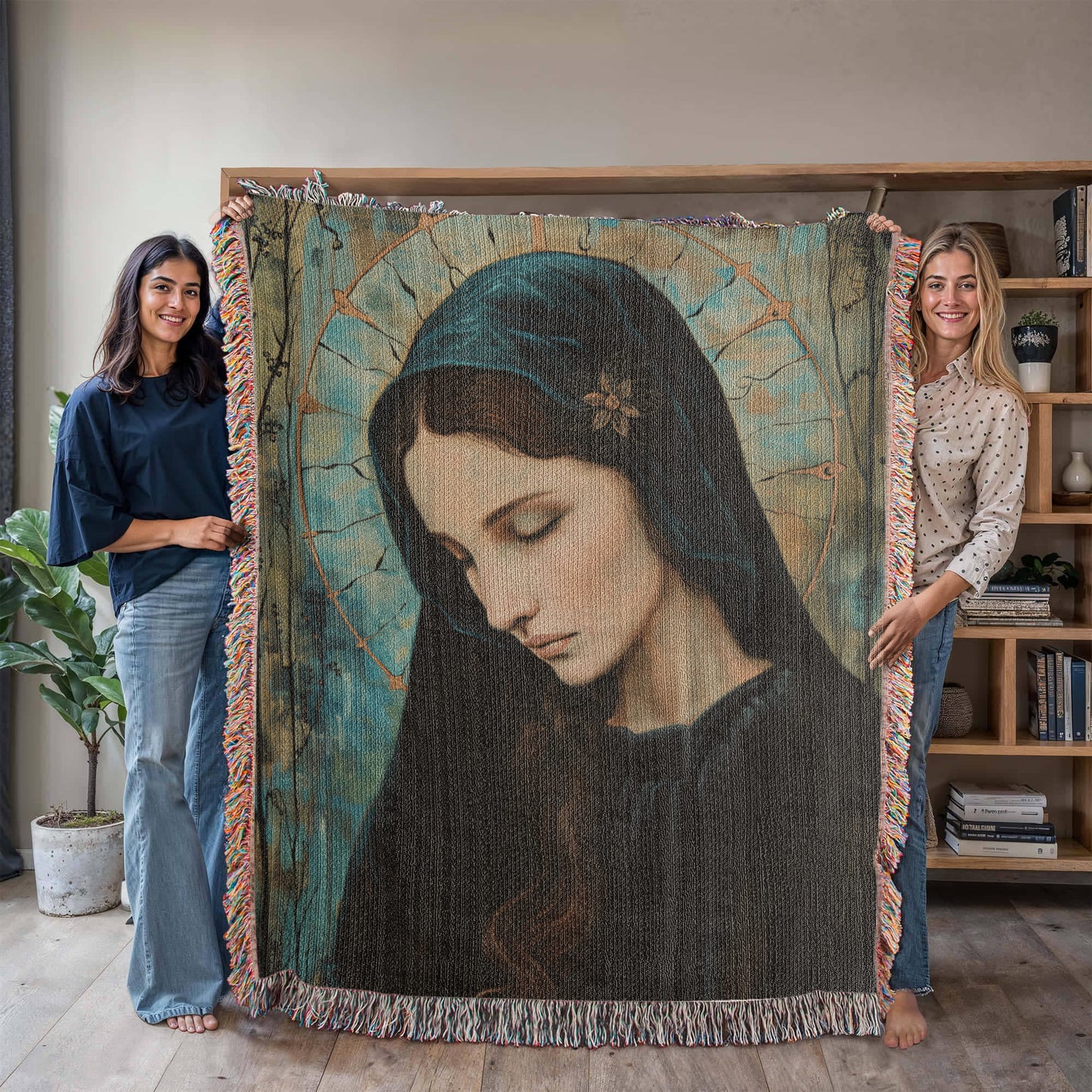 "Madonna In Blue" - Heirloom Woven Blanket