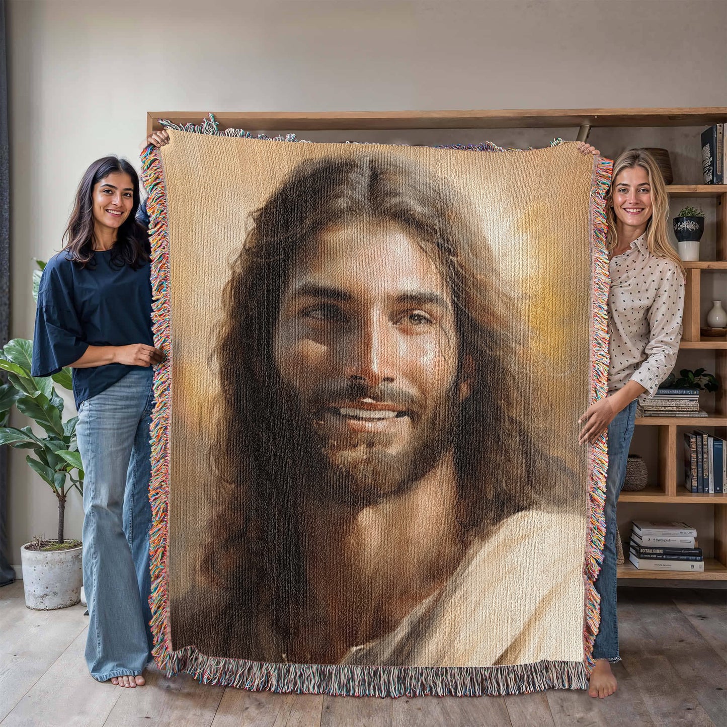 "Christ's Loving Smile" - Heirloom Woven Blanket
