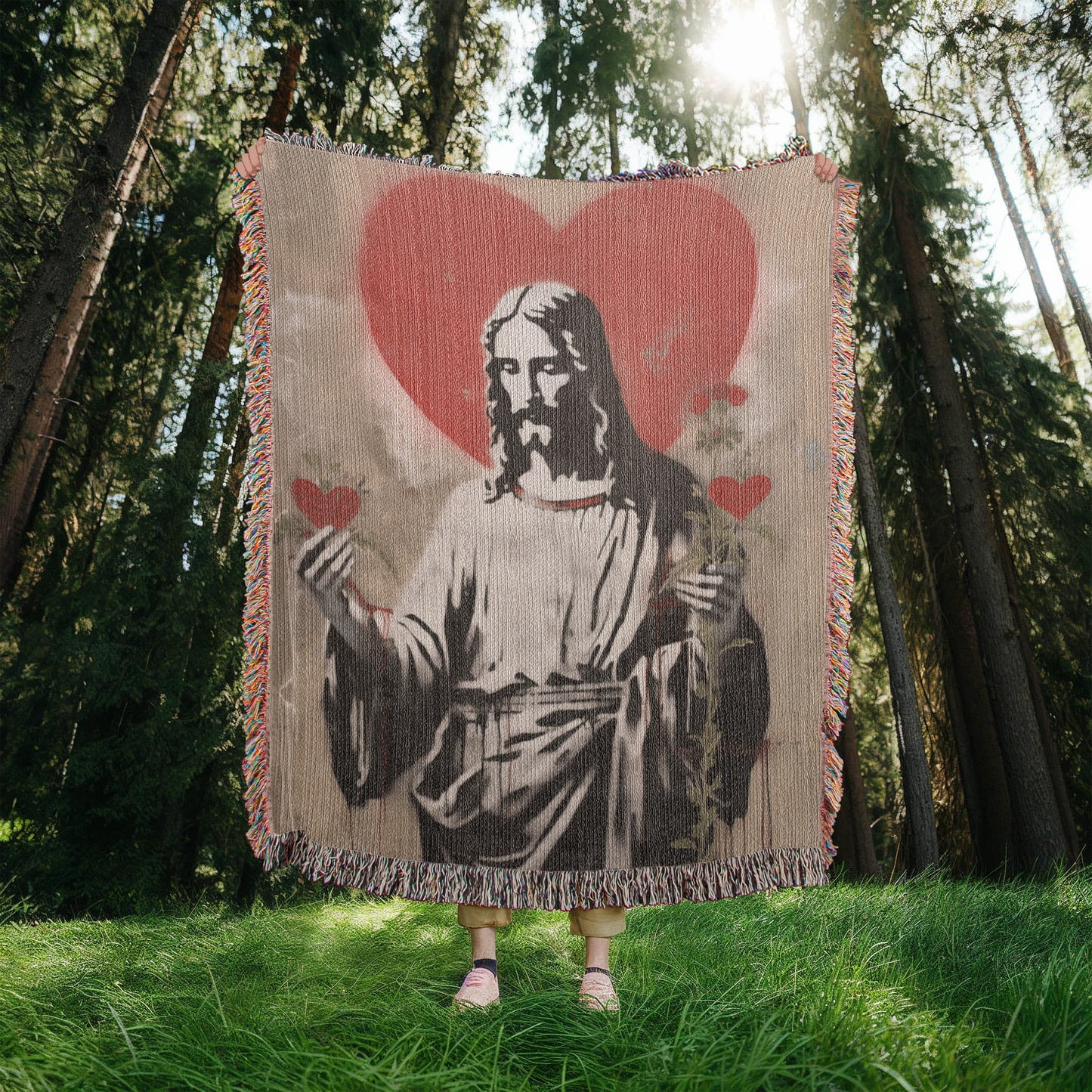 "Blessed Heart Of Jesus" - Heirloom Woven Blanket