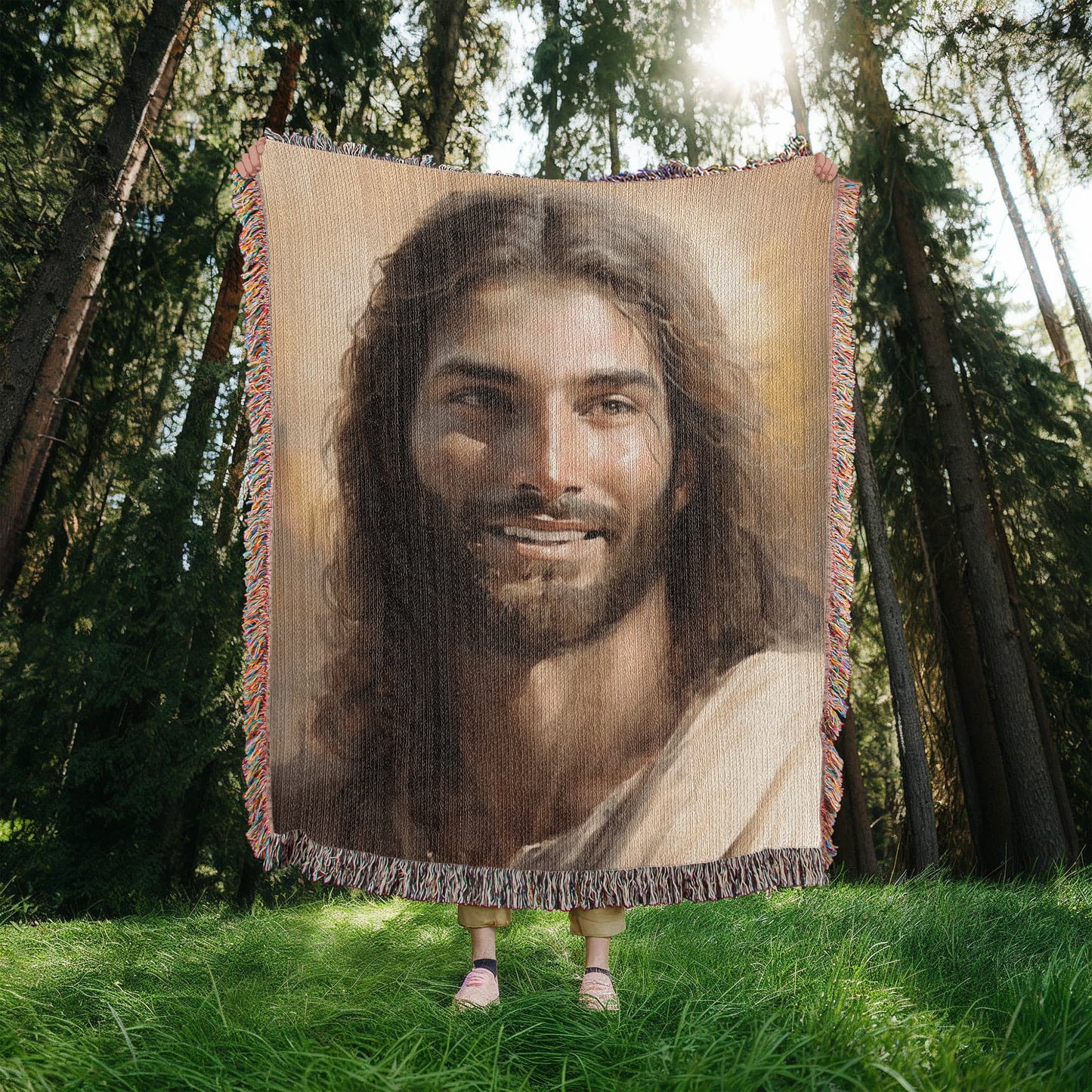 "Christ's Loving Smile" - Heirloom Woven Blanket
