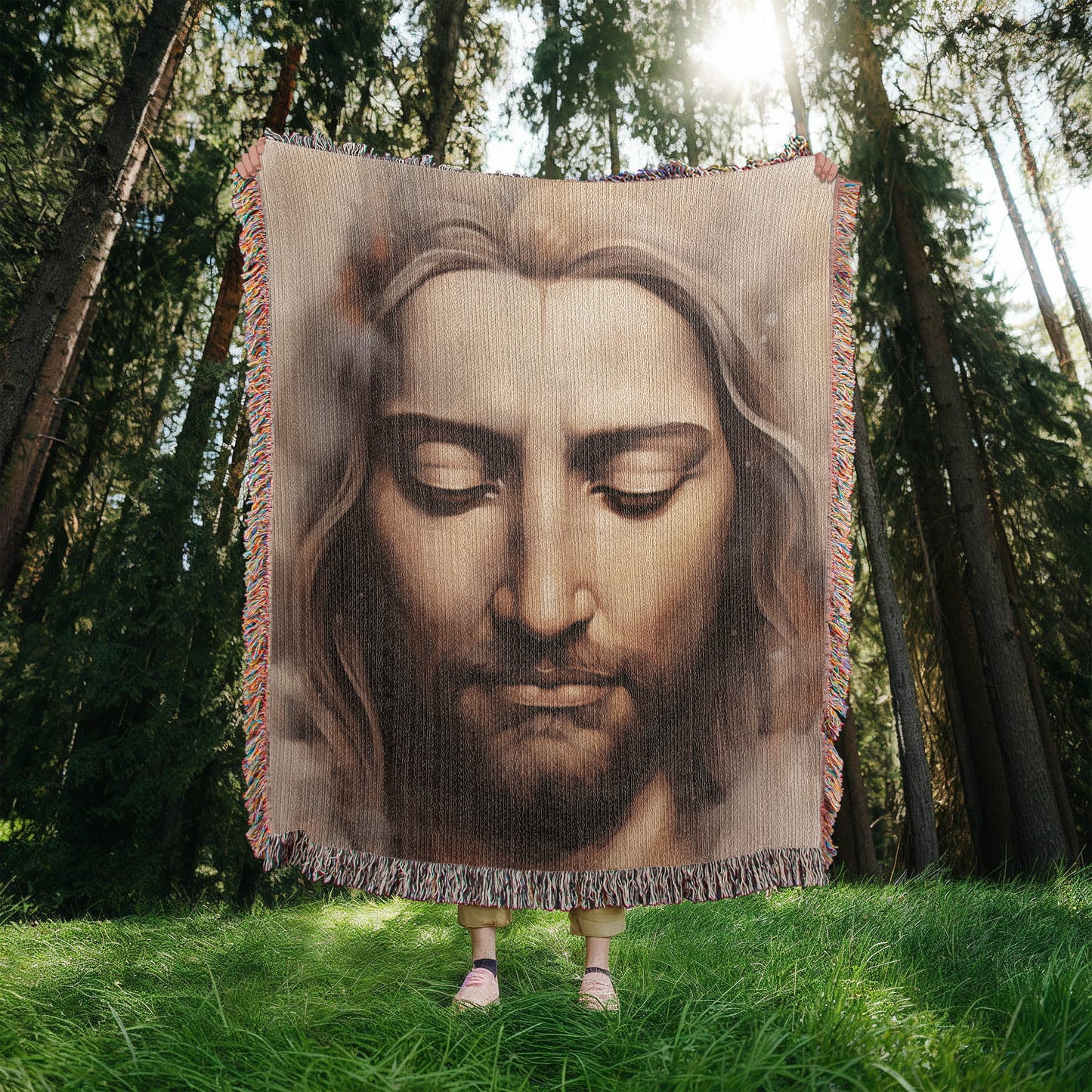 "Meditating Christ" - Heirloom Woven Blanket