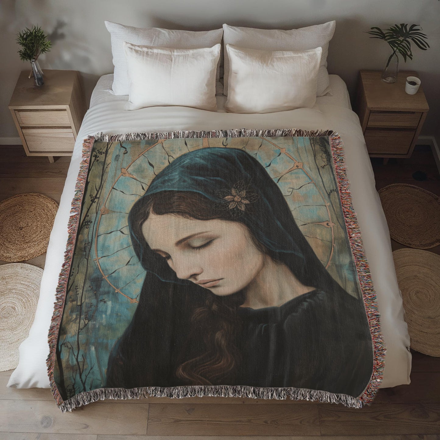 "Madonna In Blue" - Heirloom Woven Blanket