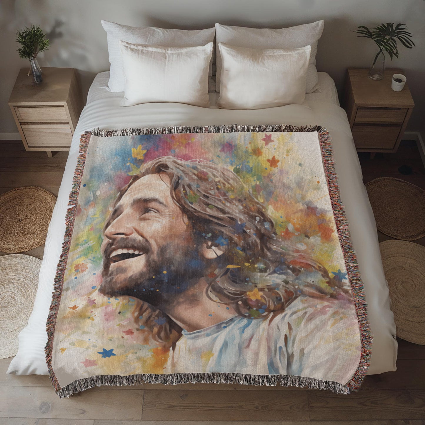 "Our Joyful Savior Jesus Laughing" - Heirloom Woven Blanket