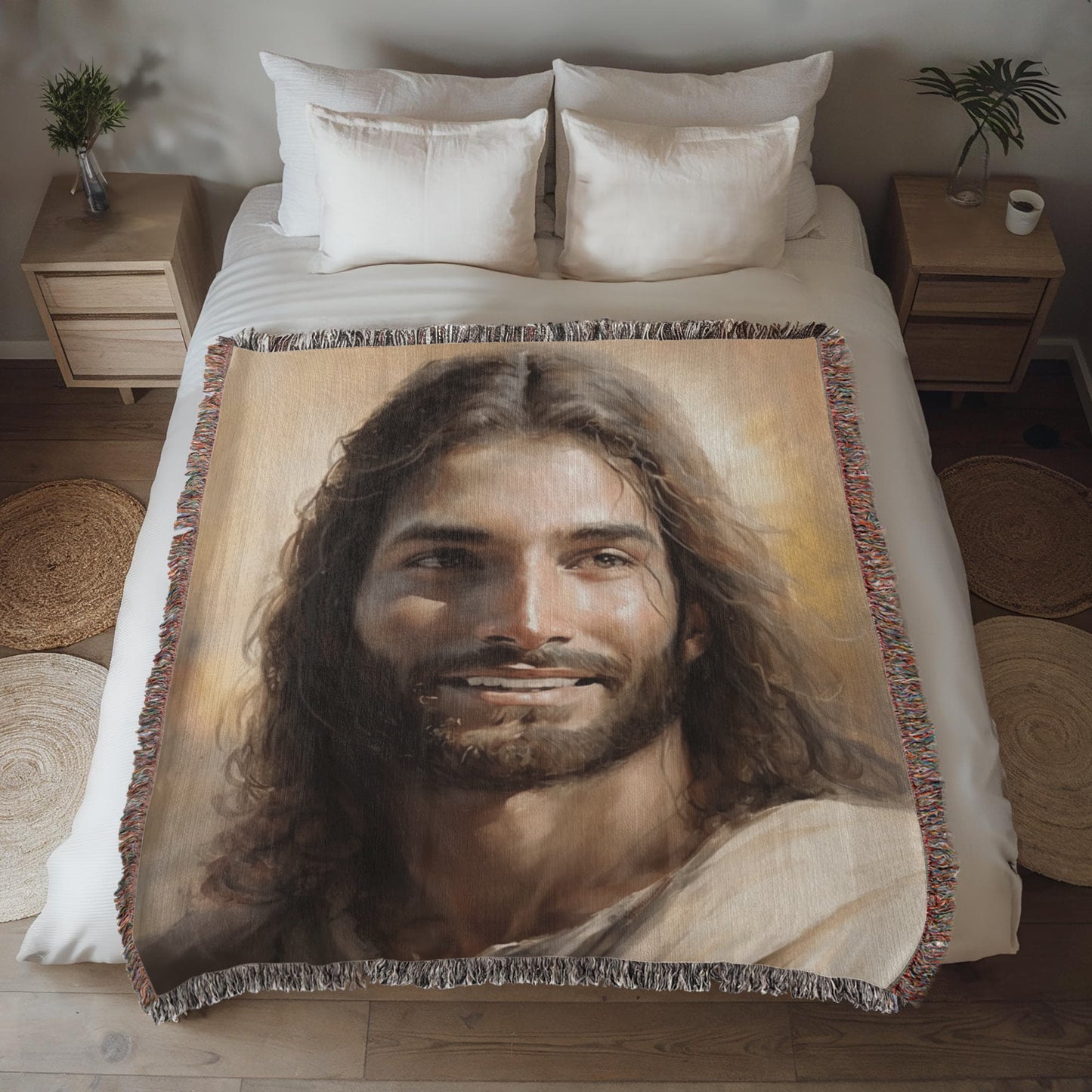 "Christ's Loving Smile" - Heirloom Woven Blanket