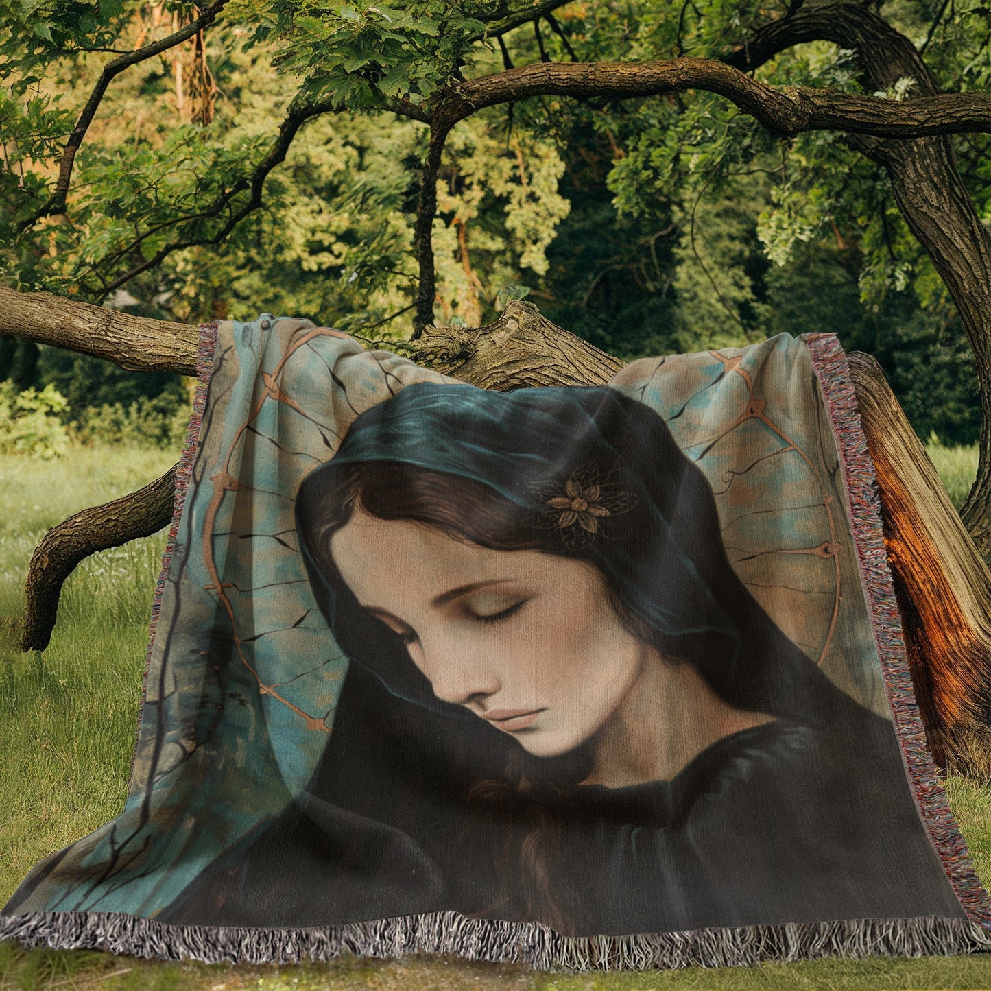 "Madonna In Blue" - Heirloom Woven Blanket