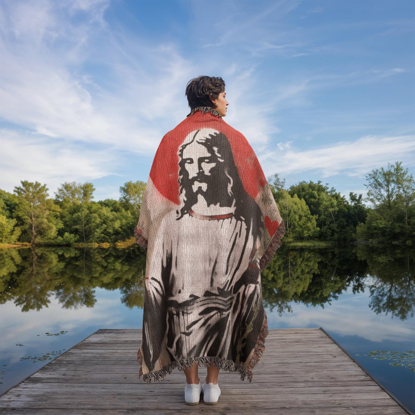 "Blessed Heart Of Jesus" - Heirloom Woven Blanket
