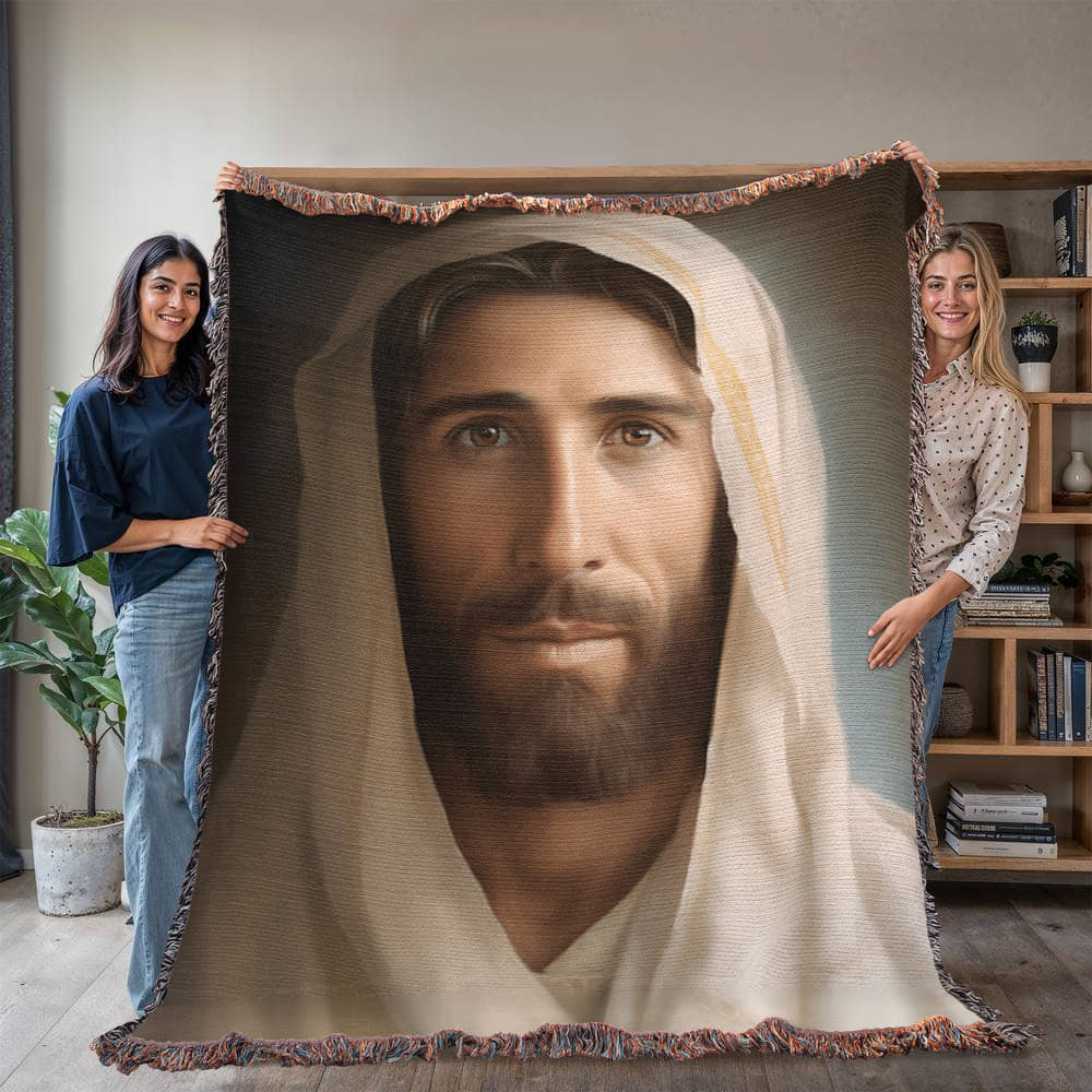 "Portrait Of The Messiah Jesus" - Heirloom Woven Blanket