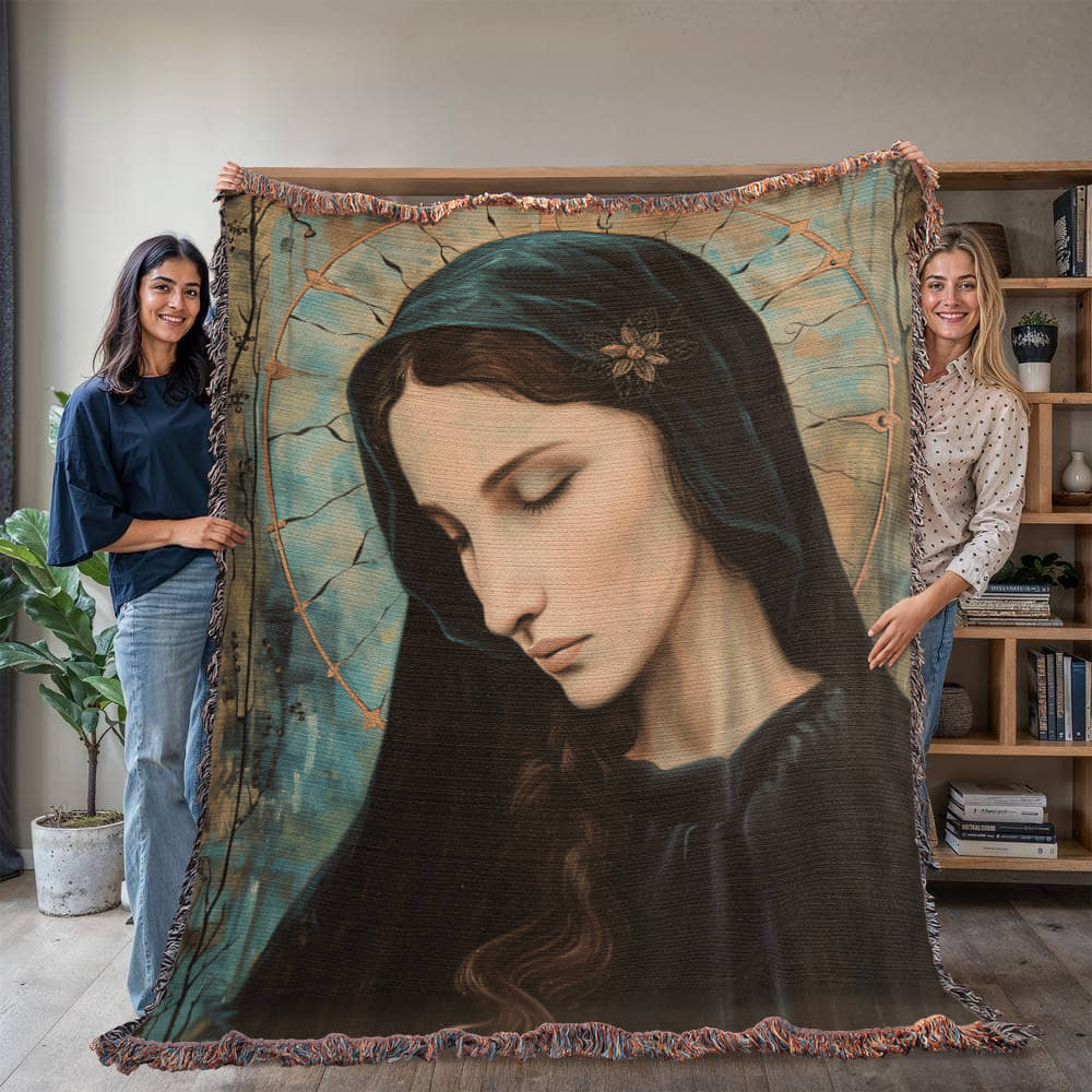 "Madonna In Blue" - Heirloom Woven Blanket
