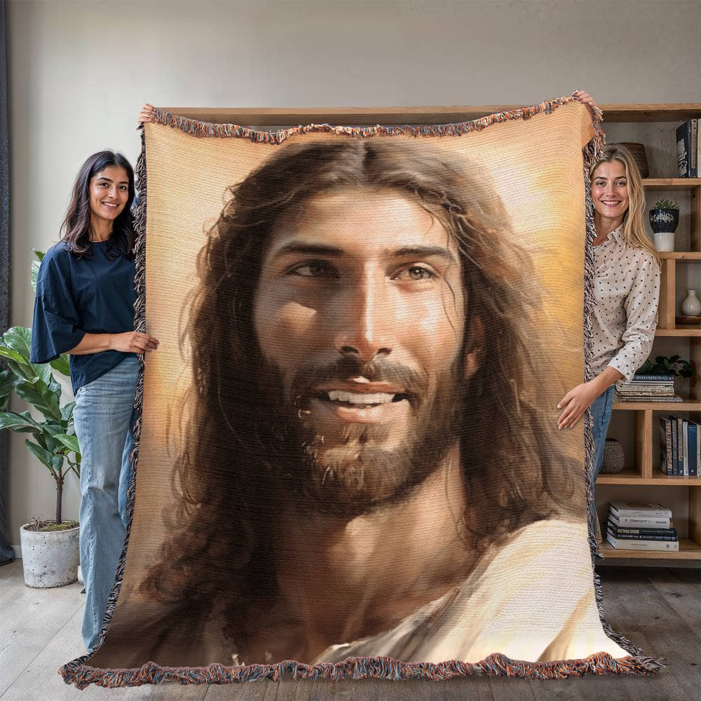 "Christ's Loving Smile" - Heirloom Woven Blanket