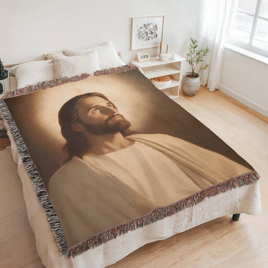 Our Blessed Savior Jesus Christ | Traditional & Calming | Christian Woven Throw Blanket