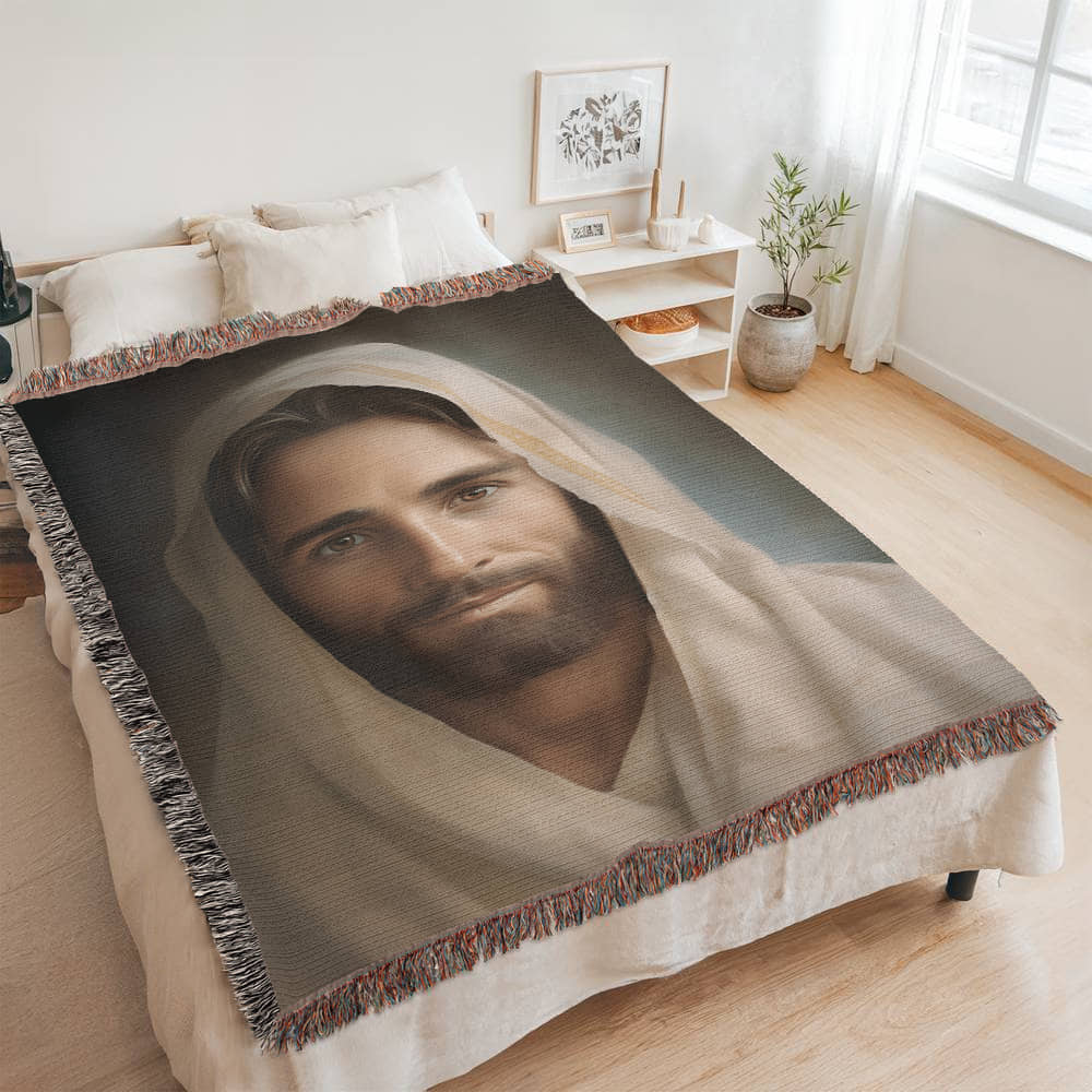 "Portrait Of The Messiah Jesus" - Heirloom Woven Blanket
