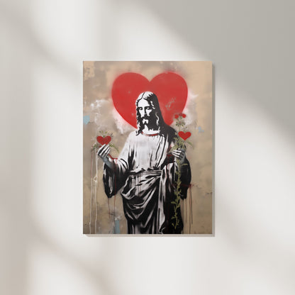 Blessed Heart Of Jesus | Street Art Style | Fine Art Print
