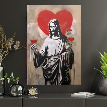 Blessed Heart Of Jesus | Street Art Style | Fine Art Print
