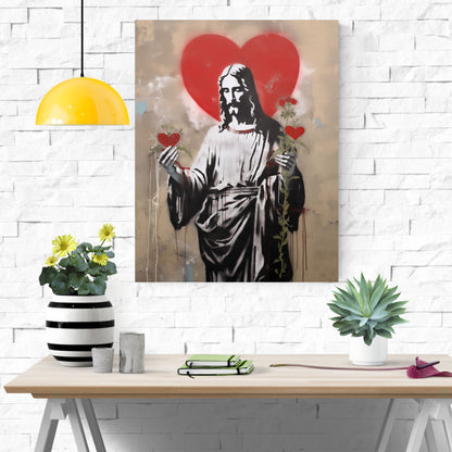 Blessed Heart Of Jesus | Street Art Style | Fine Art Print