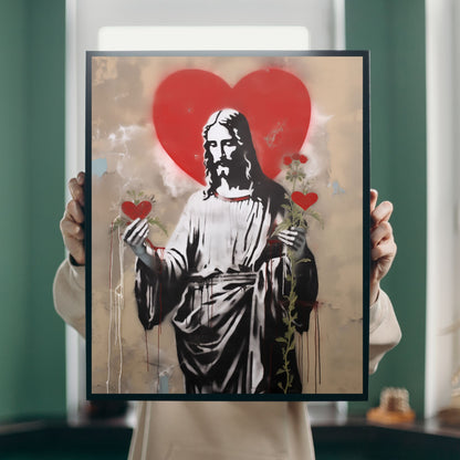 Blessed Heart Of Jesus | Street Art Style | Fine Art Print