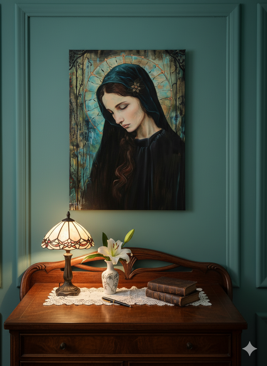 Blue Madonna | Art Nouveau | Christian Canvas Wall Art