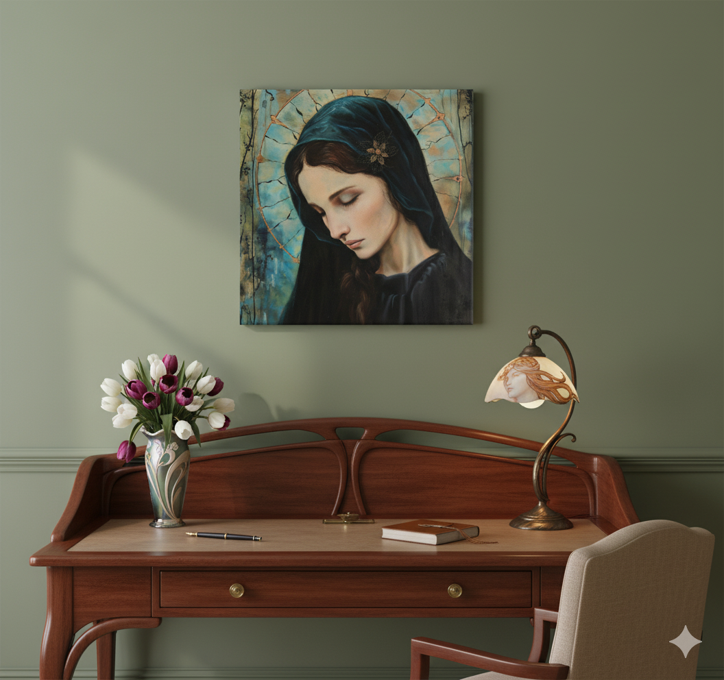 Blue Madonna | Art Nouveau | Christian Canvas Wall Art