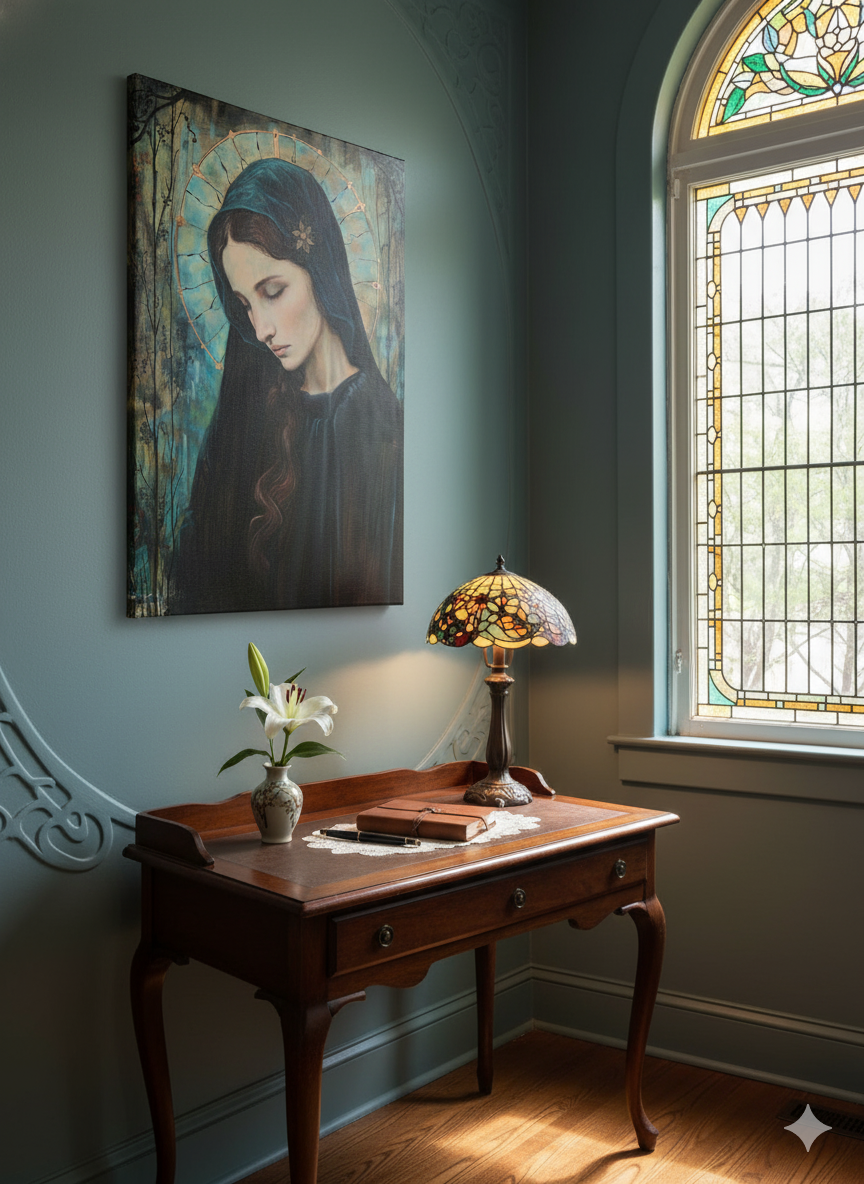 Blue Madonna | Art Nouveau | Christian Canvas Wall Art