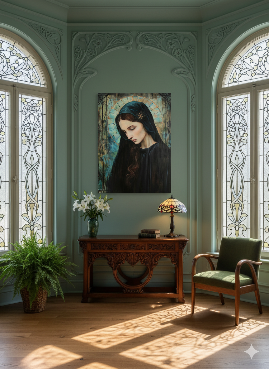 Blue Madonna | Art Nouveau | Christian Canvas Wall Art
