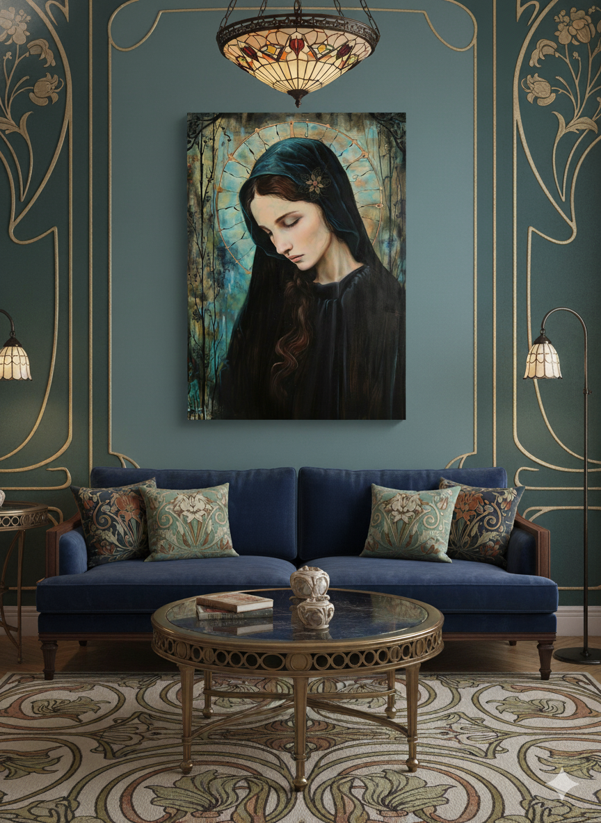 Blue Madonna | Art Nouveau | Christian Canvas Wall Art