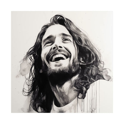 “Boundless Joy” – Black and White Ink-Style Jesus Art Print
