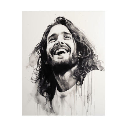 “Boundless Joy” – Black and White Ink-Style Jesus Art Print