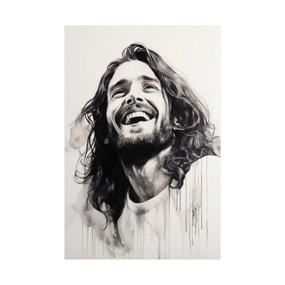 “Boundless Joy” – Black and White Ink-Style Jesus Art Print