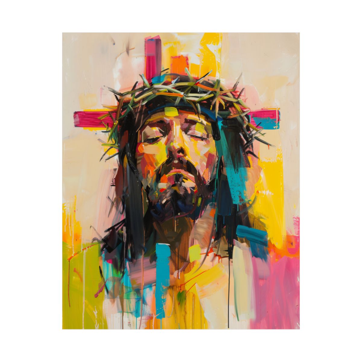 "Crown Of Glory" – Colorful Abstract Jesus Art Print