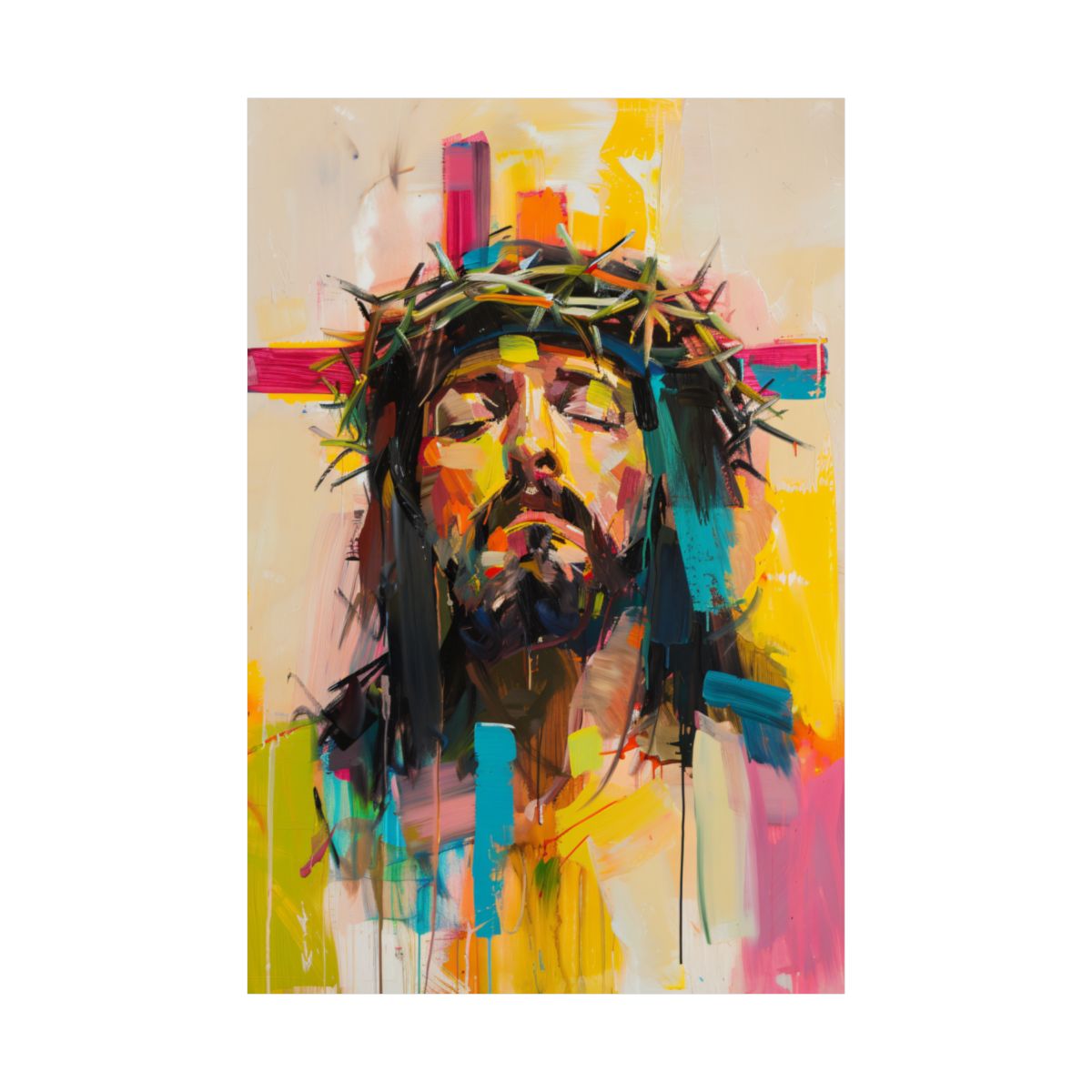 "Crown Of Glory" – Colorful Abstract Jesus Art Print