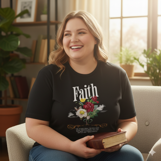 Ephesians 2:8 Bible Quote Floral Design T-Shirt