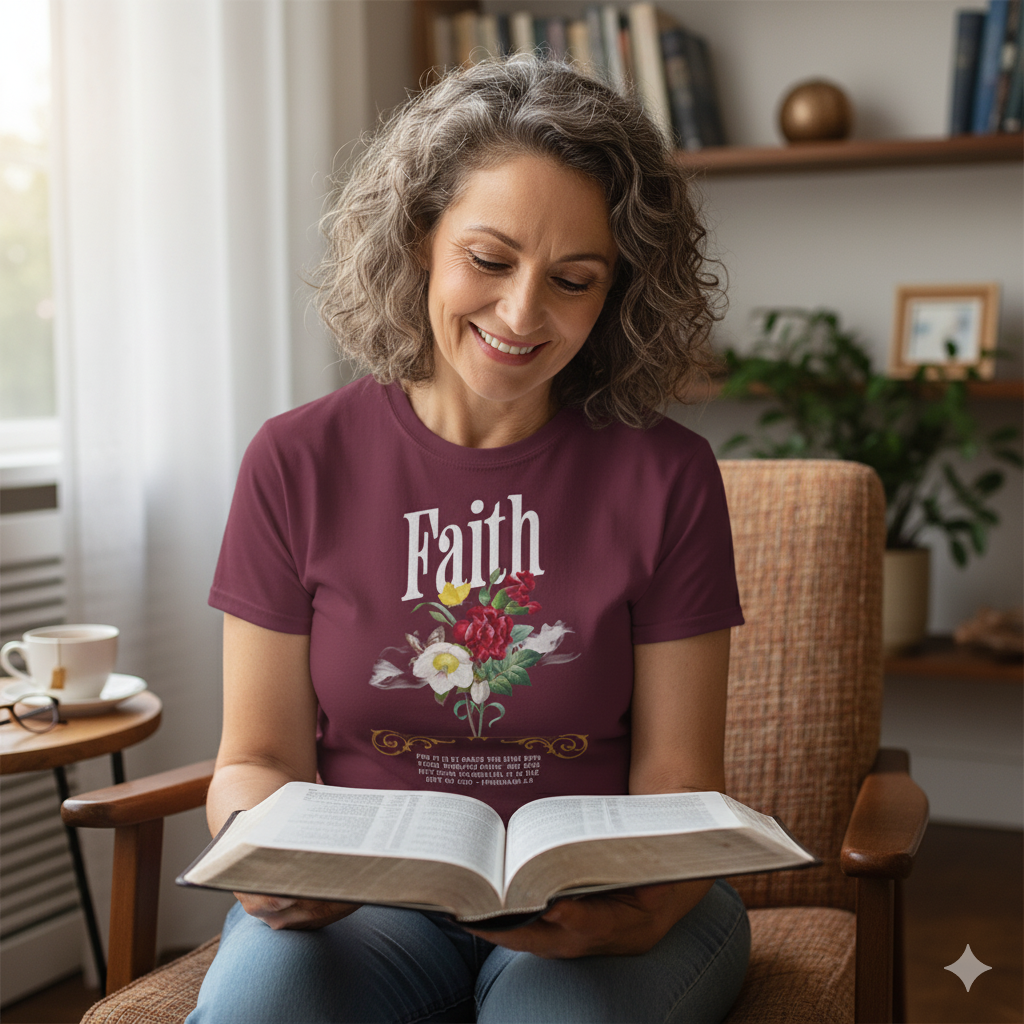 Ephesians 2:8 Bible Quote Floral Design T-Shirt