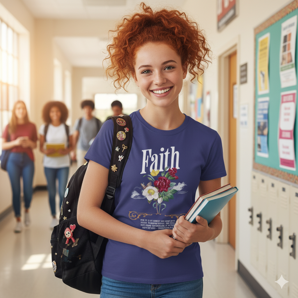 Ephesians 2:8 Bible Quote Floral Design T-Shirt